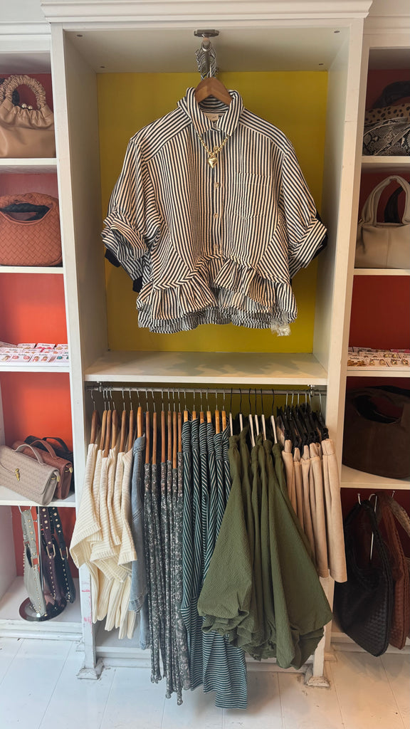 Charmaine’s Black/White Stripe Top - Large