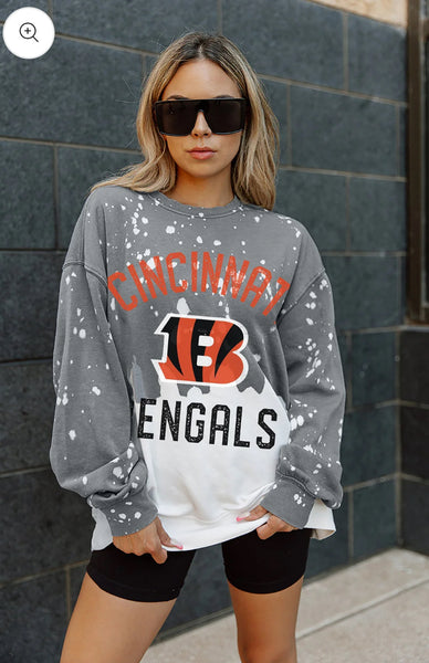 CINCINNATI BENGALS COIN TOSS LONG SLEEVE FRENCH TERRY CREWNECK PULLOVER